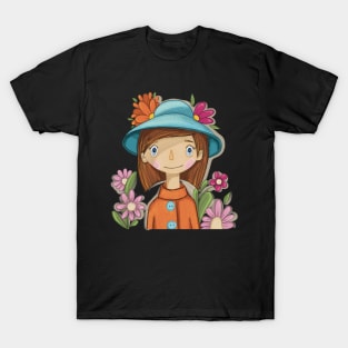 Lady in  Hat with Flowers T-Shirt